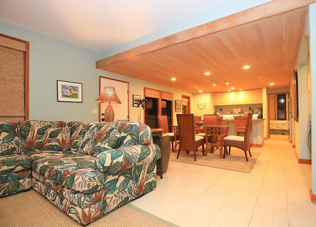 living room with light tile floors