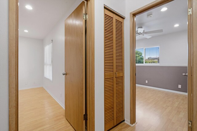 hall featuring light wood-type flooring