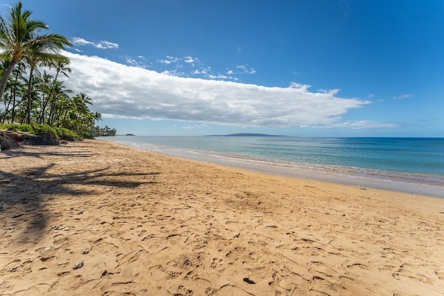 view of water feature with a view of the beach