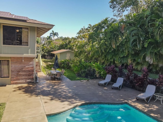 view of swimming pool featuring a patio