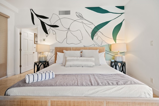 bedroom with tile patterned flooring