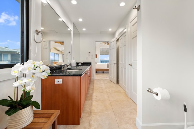 bathroom with vanity and tile patterned floors