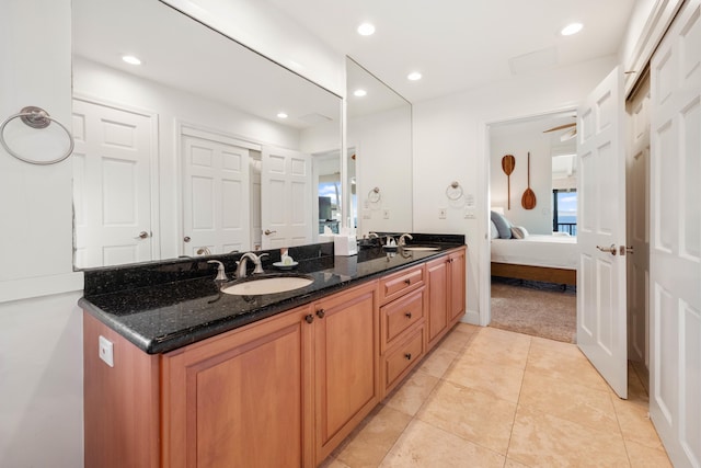 500 Bay Dr Unit 28B2, Lahaina, HI 96761 - ensuite bathroom with double vanity, recessed lighting, and tile patterned flooring