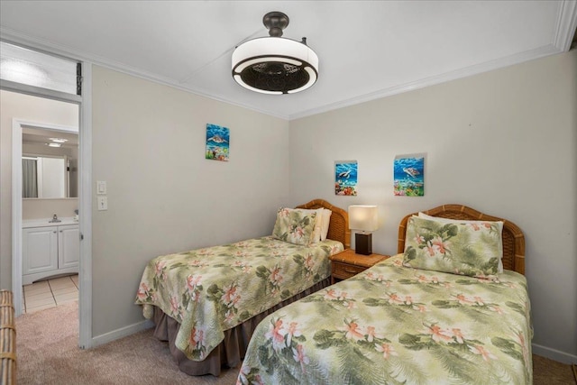 800 S Kihei Rd Unit 504, Kihei, HI 96753 - carpeted bedroom with crown molding, a sink, and baseboards