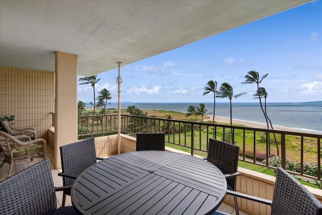 800 S Kihei Rd Unit 504, Kihei, HI 96753 - balcony with view of water and beach and outdoor dining area