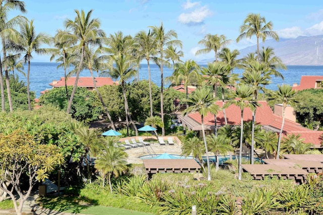 view of property's community with a water view