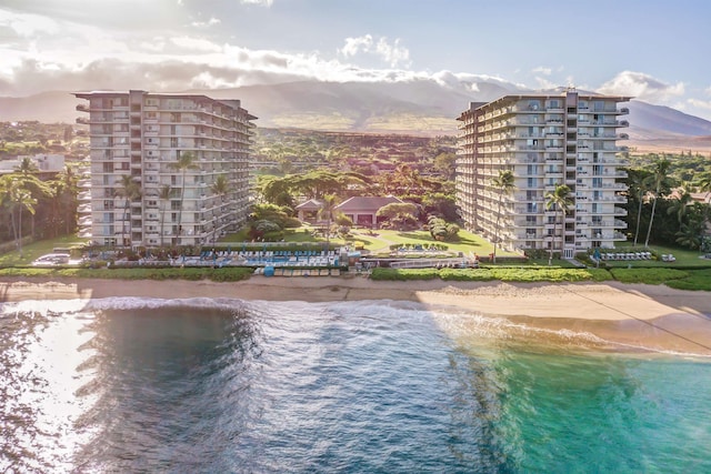 view of water feature with a view of the beach