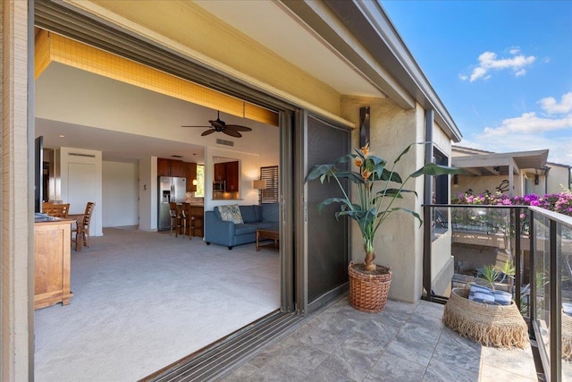 balcony with ceiling fan