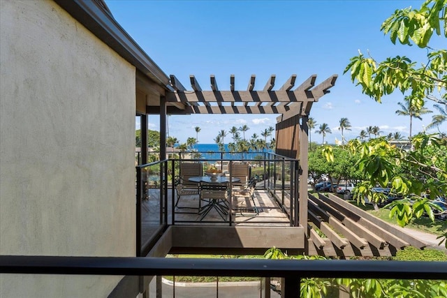 exterior space with a pergola and an outdoor living space