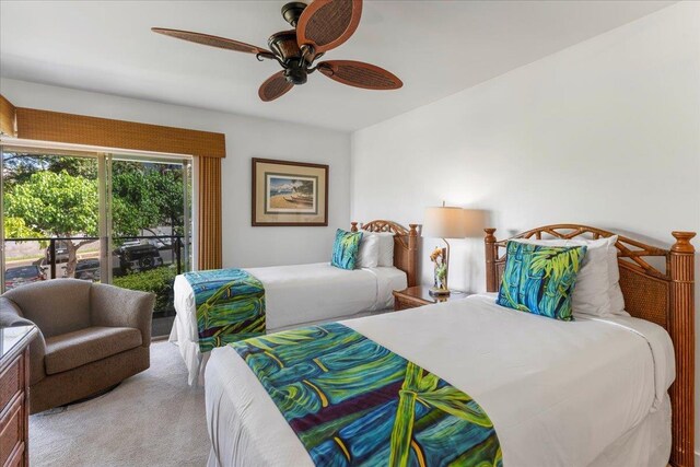 3600 Wailea Alanui Dr Unit 708, Kihei, HI 96753 - bedroom with carpet and ceiling fan