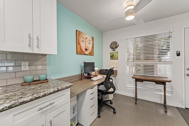 office area featuring ceiling fan