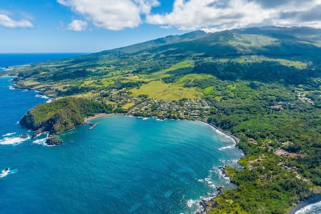 aerial view with a water and mountain view