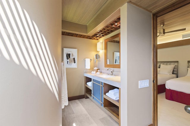 bathroom featuring vanity and wood ceiling