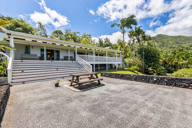 view of front facade with a patio area