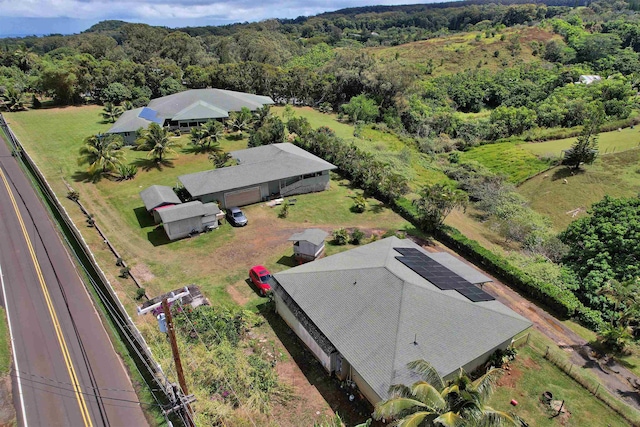 bird's eye view with a view of trees