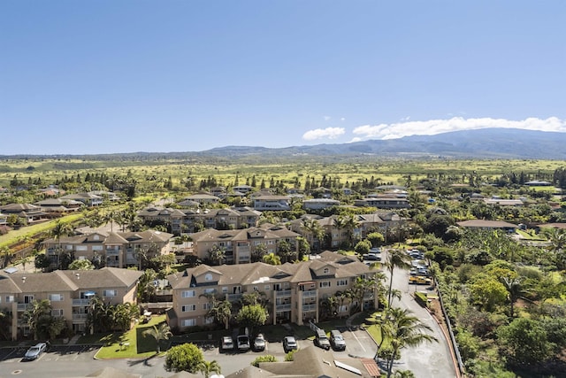 aerial view featuring a residential view and a mountain view