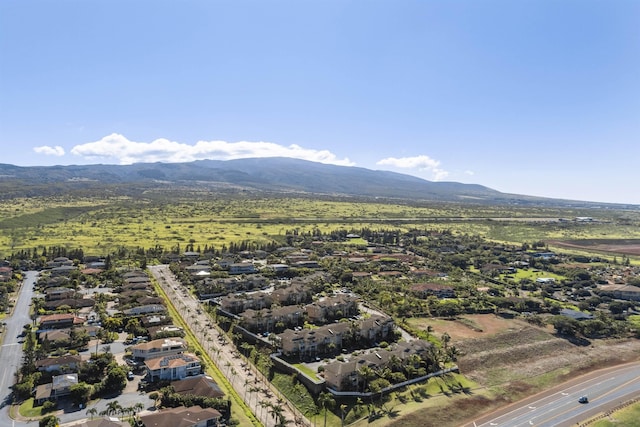 birds eye view of property featuring a mountain view