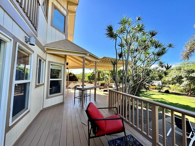 wooden deck with a pergola