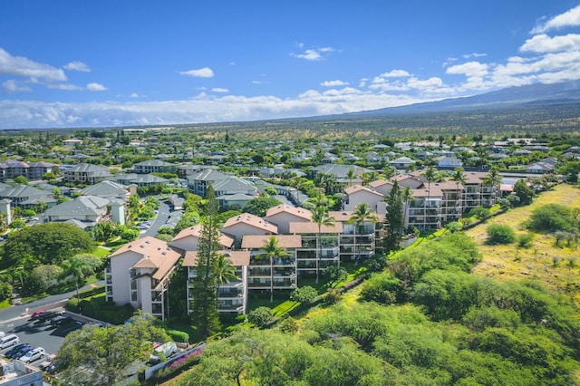 birds eye view of property with a mountain view