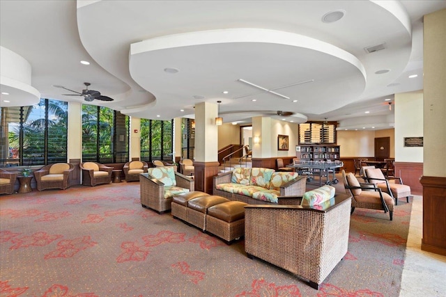 45 Kai Ala Dr Unit A409, Lahaina, HI 96761 - lobby featuring a wainscoted wall, expansive windows, and recessed lighting