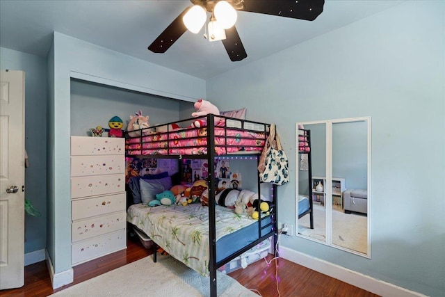980 Kuhio Pl, Wailuku, HI 96793 - bedroom with wood finished floors, baseboards, and a ceiling fan
