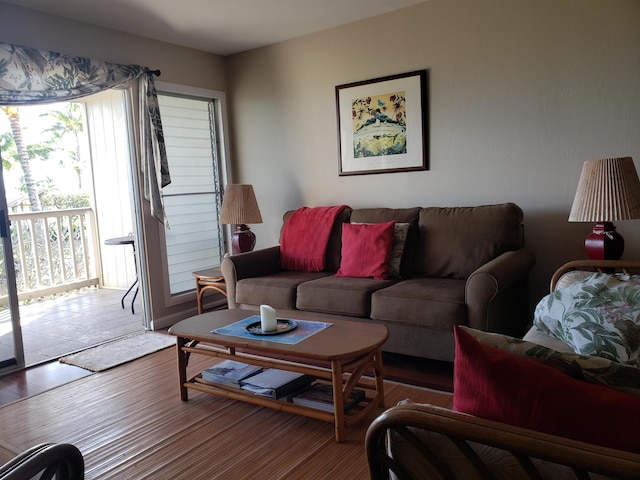 living room with hardwood / wood-style floors