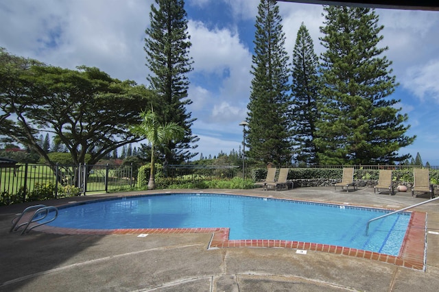 view of swimming pool featuring a patio