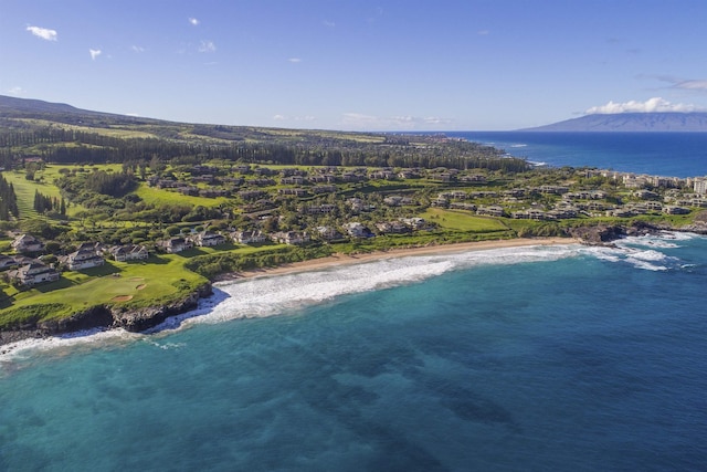 aerial view with a water and mountain view