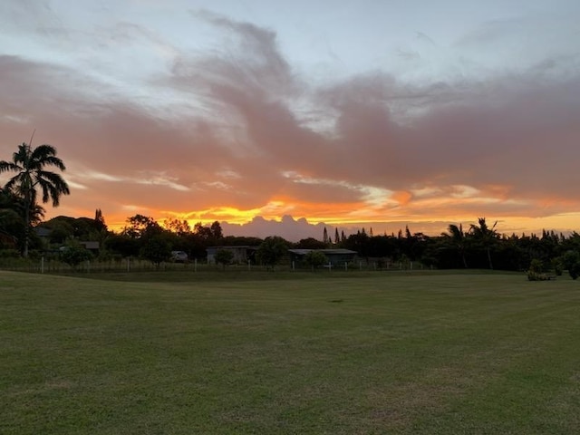 view of yard at dusk