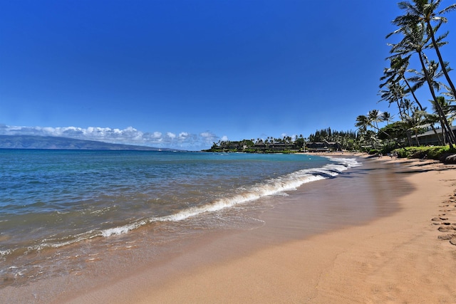 view of water feature featuring a beach view