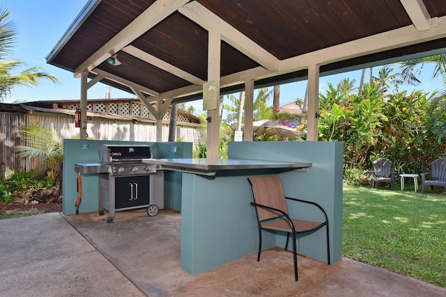 view of patio featuring a bar