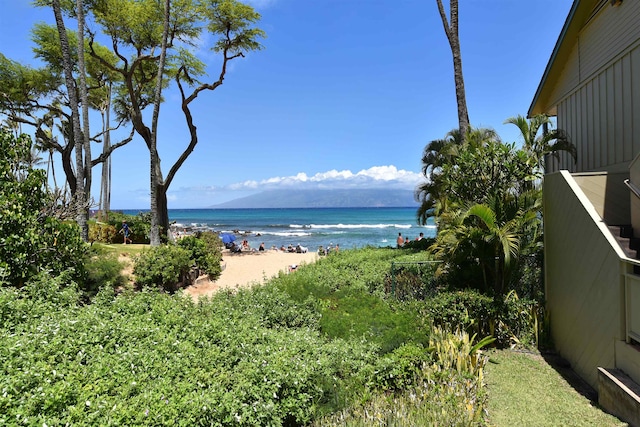 view of water feature featuring a beach view