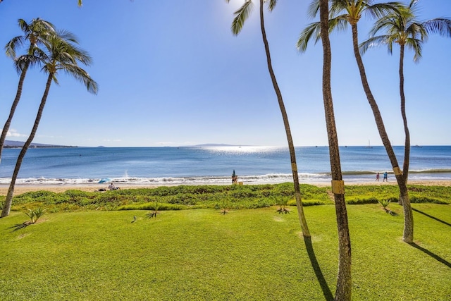 property view of water with a beach view