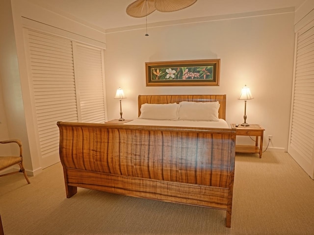 bedroom with carpet and ceiling fan