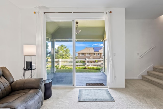 entryway with carpet