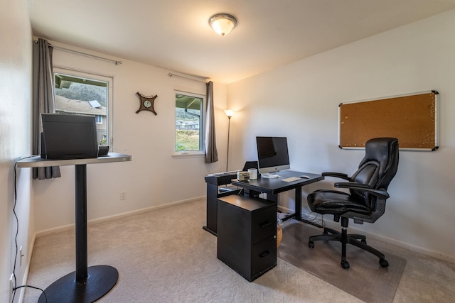 view of carpeted home office