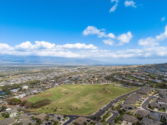 drone / aerial view with a mountain view and a residential view