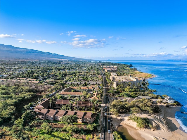 birds eye view of property featuring a water and mountain view