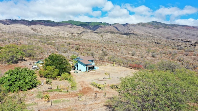 bird's eye view with a mountain view