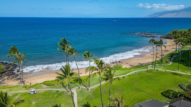 view of water feature featuring a view of the beach