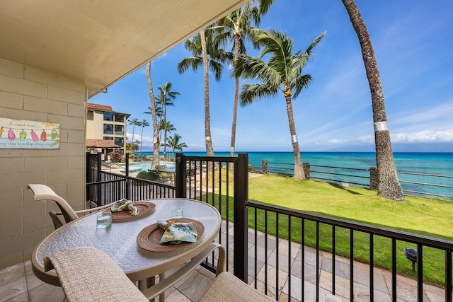 balcony with a water view