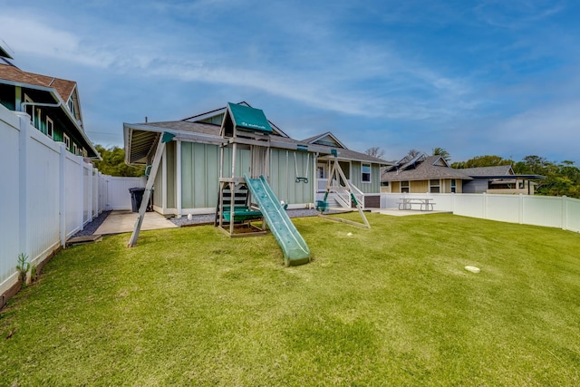 exterior space with a yard and a patio