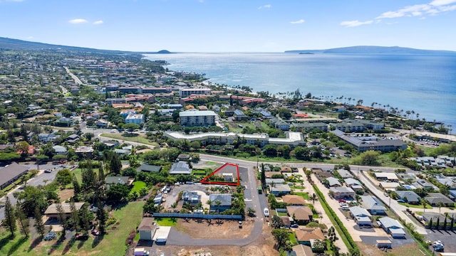 bird's eye view with a water and mountain view