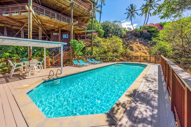 view of pool featuring a deck