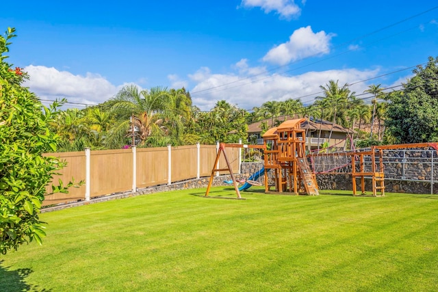 view of yard with a playground