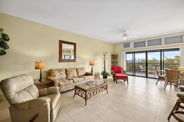 view of tiled living room