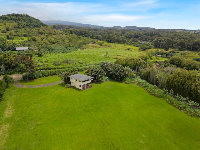 bird's eye view with a mountain view and a rural view