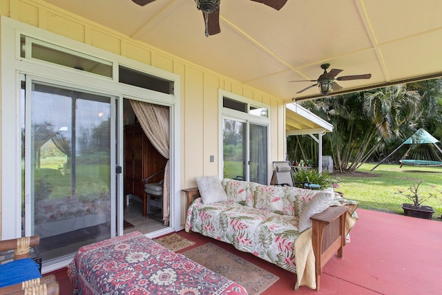 view of patio / terrace with ceiling fan