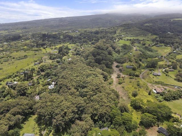 birds eye view of property with a wooded view