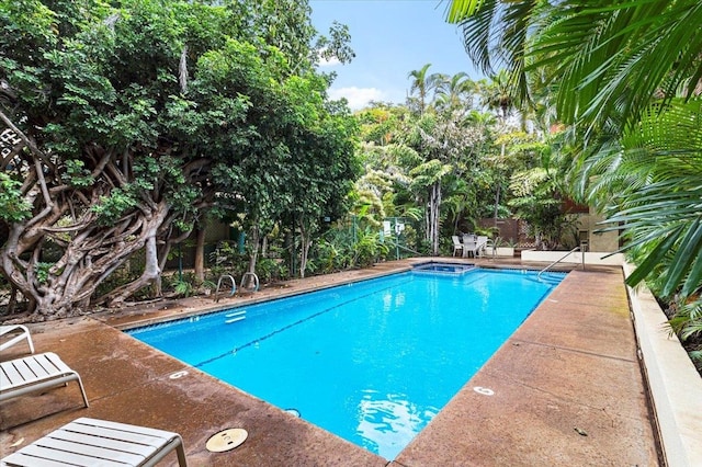 view of pool featuring a patio